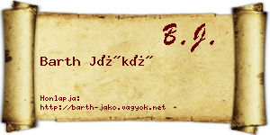 Barth Jákó névjegykártya